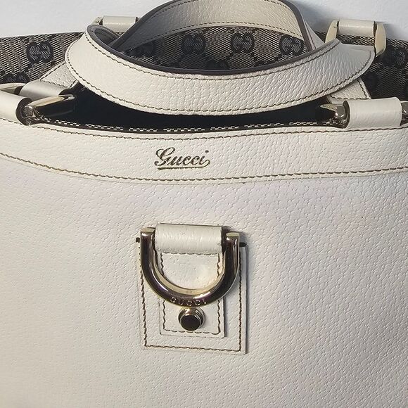 Gucci Abbey-D Ring Leather Tote White - Picture 9 of 12